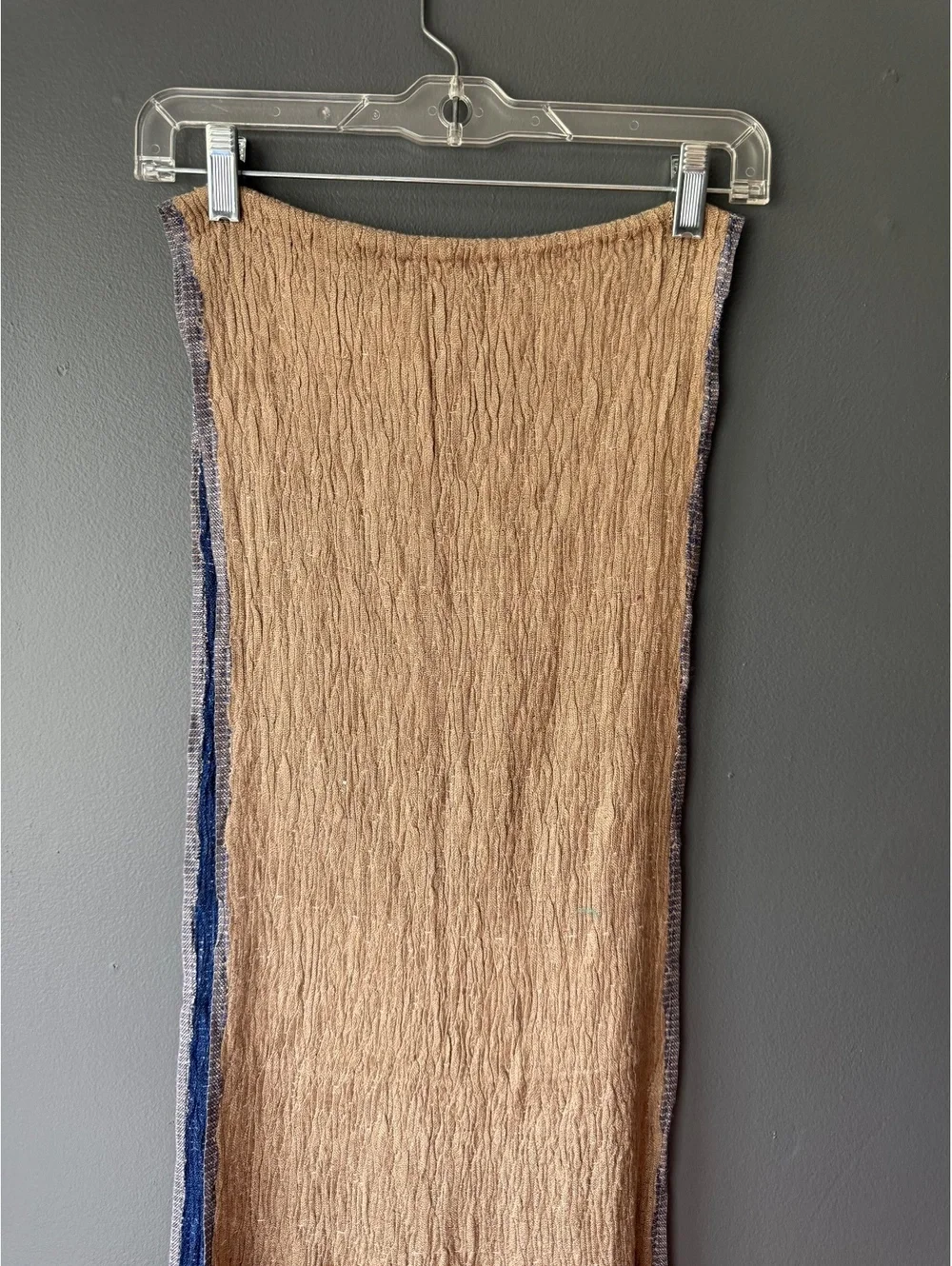 Bohemian Style Two-Tone Scarf/shawl with Floral Embroidery and Fringe